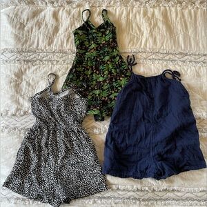 3 Girls Old Navy Rompers XS 5 Tank w/Shorts Lightweight Tropical, Solid, Pattern